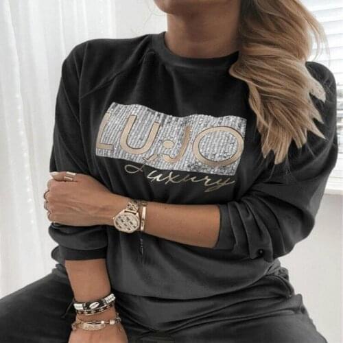 Print Sweatshirts Winter Warm Gold Velour 2021 Spring Streetwear Fashion Pullovers O-neck Casual Top Hoodies Letters Women G2286