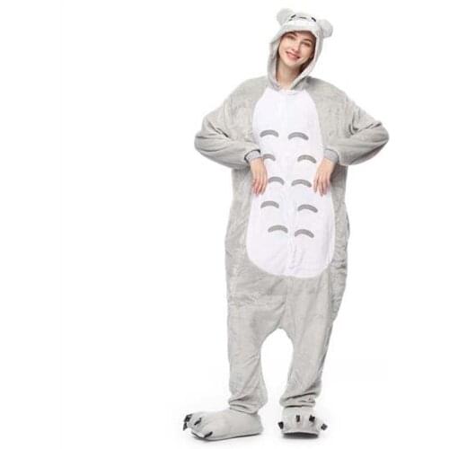 Winter Home Adult Unisex Sleepwear Cute One-Piece Hooded Thick Onesies With Pocket Christmas Halloween Cosplay Pajamas For Women