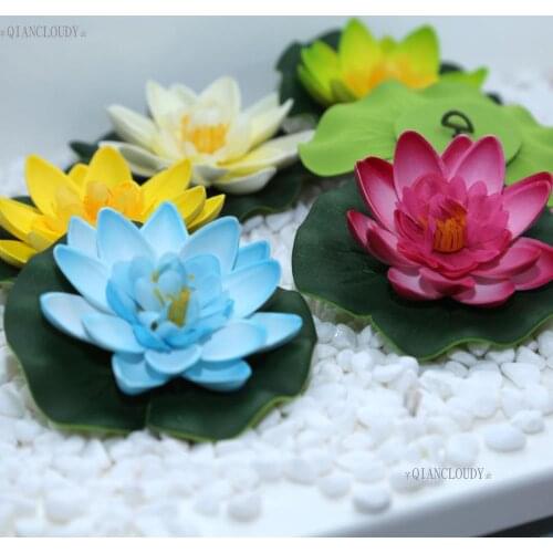 10 pieces Artificial fake Lotus flowers Water lotus leaf Lily Floating Pool Pond flowers Plants DIY Wedding Decoration B98