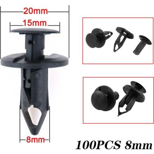 100PCS/Set 8mm Auto Fastener Car Fender Black Plastic Automotive Screw Fastener Clip for Nissan Teana Tiida X-Trail Sylphy