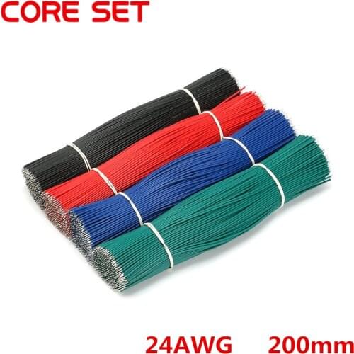100pcs/Lot Tin-Plated Breadboard Jumper Cable Wire 200mm 24AWG For Arduino 4 Colors Flexible Two Ends PVC Wire Electronic
