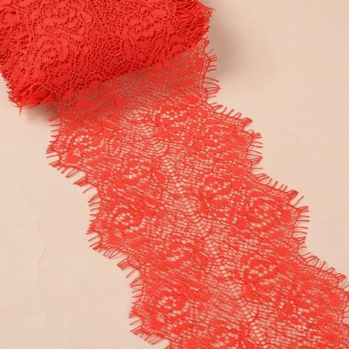 15Yards 9cm Wide Fabric Black White Blue Pink Red Purple Green Gray Eyelash Lace Trim Trimming DIY Crafts Material