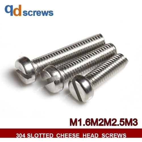 304 M1.6M2M2.5M3 Slotted cheese head screws slotted round cylindrical head stainless steel screw GB65 JIS B1101.1 DIN84 ISO 1207