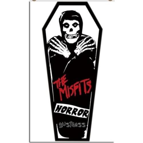 3x5ft polyester decorations flags banner with custom Misfits horror business skull with text punk music poster 3x5ft