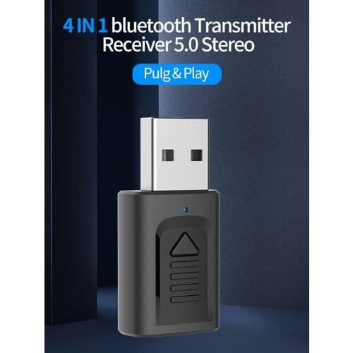 4-in-1 USB Bluetooth 5.0 Receiver Transmitter Adapter 3.5mm Aux For Car Receiver For Audio Transmitter Adapter For TV Computer