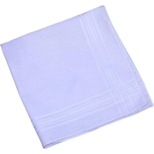 40x40cm Men Women Fancy Woven Handkerchiefs Classic Pure White Cotton Hankies Stripes Jacquard Print Pocket Square Towel Gift