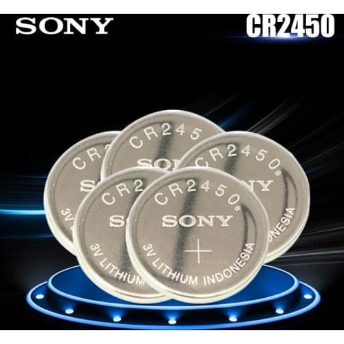 5PCS 100% Original Sony CR2450 CR 2450 3V Lithium Batteries DL2450 BR2450 LM2450 For Watch Car Key Remote Control Button Cell