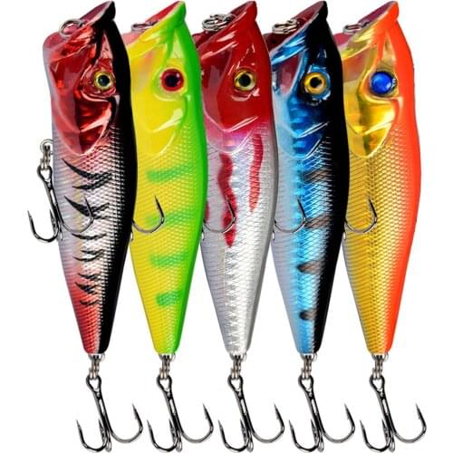 5Pcs Popper Fishing Lures 9cm/12g Artificial Bait Wobblers Topwater Fishing Tackle 2021 Carp Fishing Accessories For Trout Bass