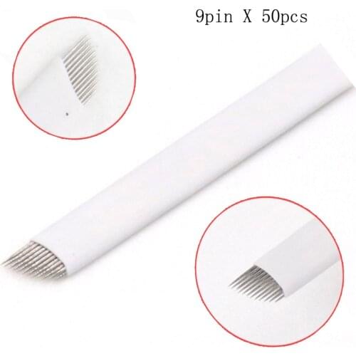 50pcs high quality disposable microblading permanent needles manual pen micro blade 9pin for eyebrow