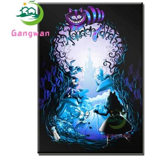 5D DIY Diamond embroidery castle Of Wonderland Art Mosaic Kit Picture Cartoon Girl Alicel Diamond Painting Full Square Round Dri