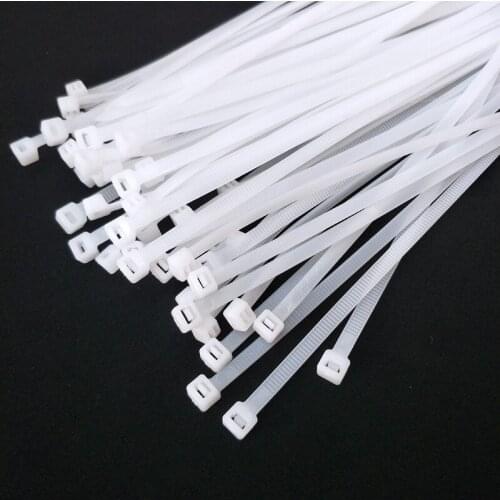 White Nylon Plastic Cable Zip Tie Fasten Wrap Hook and Loop Cable Ties Velcro