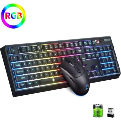 ZJFKSDYX Wireless Gaming Keyboard and Mouse Combo,104 Key RGB LED Backlight Rechargeable Mechanical Feel Anti-ghosting Ergonomic