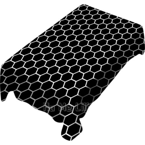 Hexagonal Pattern Black And White Honeycomb Background Tablecloth Indoor And Outdoor Art Decoration