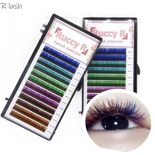 Colored Eyelash Extension Make Up High Quality Soft Natural Synthetic Mink Rainbow Eyelashes Cilios 6 Colors Mix