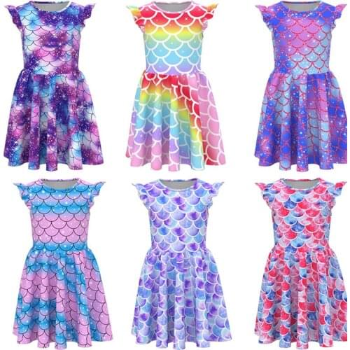 Baby Girl Little Mermaid Princess Dress 3D Print Ariel Cosplay Costumes For Kids Dress Up Sets Children Clothing Party Summer