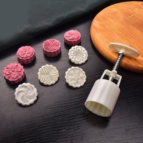 Mooncake Mold Flower Shaped 50g Cake Mold Hand Pressure Fondant Moon Cake Decorating Tools Cookie Cutter Baking Tool