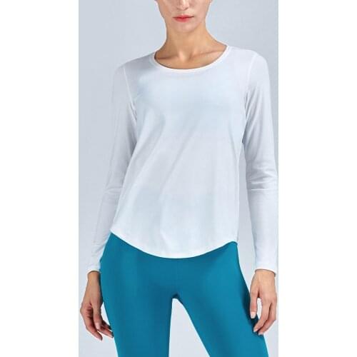 Long Sleeve T-shirt Sports Top Women Running Casual Gym Round Neck Naked-feel Fabric Workout Solid Fitness Elastic Yoga Blouse