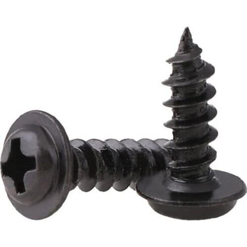 GuHua Black Philips Pan Head with Pad Tapping screw PWA Cross Round Head with Gasket Self Tapping Mini Screw M2.3M2.6M3M4 500pcs