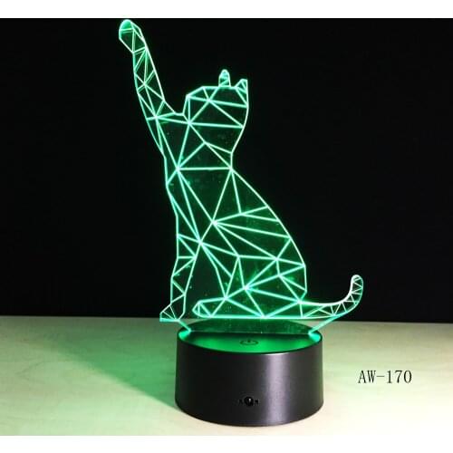 Hot 3D Led Night Lights 7 Color Wave Cat Walking Cat Lamp For Kids Baby Touch USB Table Lampe Baby Sleeping Nightlight 170