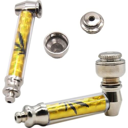 Classic Mini Metal Smoking Pipe with Filter Mesh & lid, Tobacco Weed Accessories 4 Colors Gift for Smokers