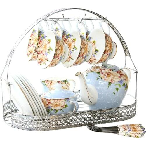 European Style Bone China Tea Sets Coffee Cup Tea Pot Set High Quality Tea Cup Set