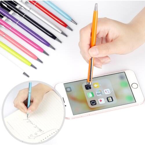 Cute Creative Ballpoint Pen Stationery Stylus Pen Retractable Touch Screen 10 Color Casing Blue Refill 0.7mm School Supplie