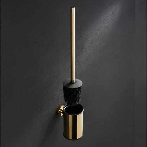 Stainless Steel Toilet Brush Gold Bathroom Cleaning Tool brush Holder With Toilet Brush