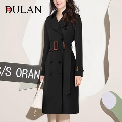 2021 New Spring Dress Long Cotton British Handsome Womens Windbreaker