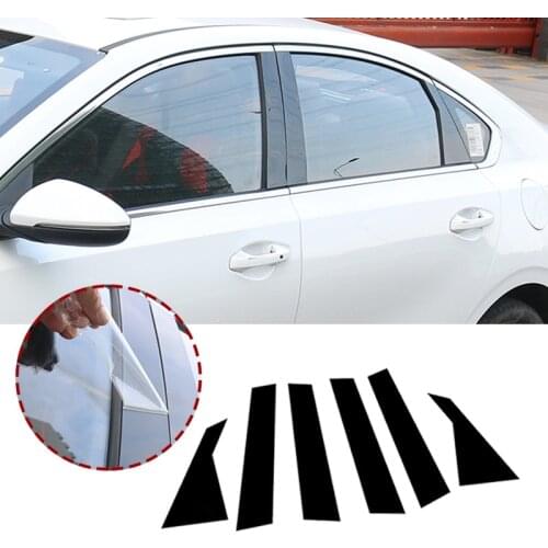 Pcmos Black PC Side Door Window Center Pillar Post Cover Trim For Kia Forte 2019 2020 Car Body Stickers Exterior Accessories New