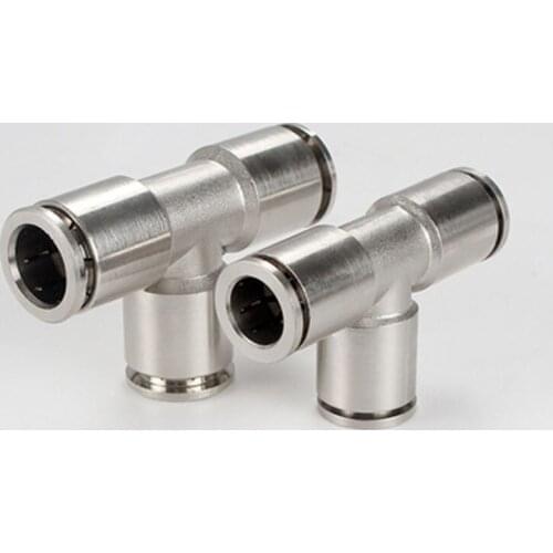 Pneumatic Connectors 4/6/8/10/12mm Tee Nickel Plated Brass Push In Quick Connector Release Air Fitting Plumbing