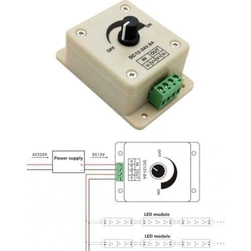 Selling DC 12V 8A LED Light Protect Strip Dimmer Adjustable Brightness Controller In Stock