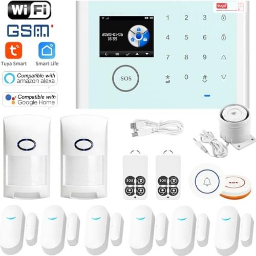 APP Wired Wireless Home Security WIFI GSM GPRS Alarm System Intercom Remote Control Autodial with Amazon Alexa Voice Control