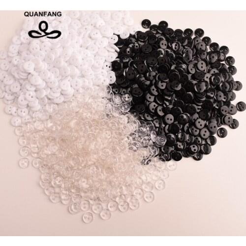 QUANFANG 500pcs/Bag,Three Color 2 Holes 9mm Resin Buttons Of DIY Scrapbooking Patchwork Sewing/Decorative Crafts Home Decoration