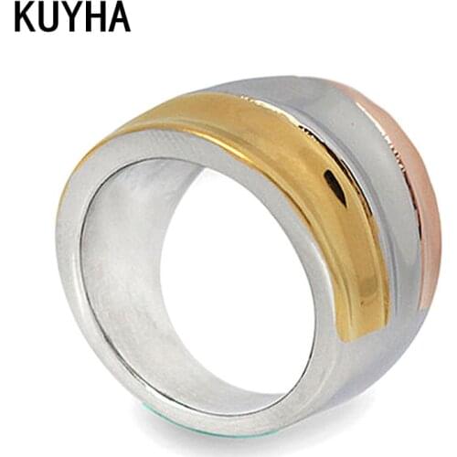 Wide Ring Fashion Mens Style 316L Stainless Steel Rings Unique Retro Top Quality Trendy Party Jewelry