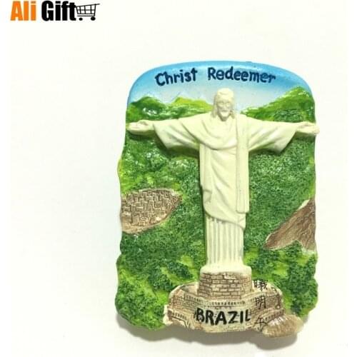 Brazil World Tourism Refrigerator Resin Savior Souvenirs Rio DE Janeiro 3D Fridge Magnet Sticker Travel Souvenir Home Decoration