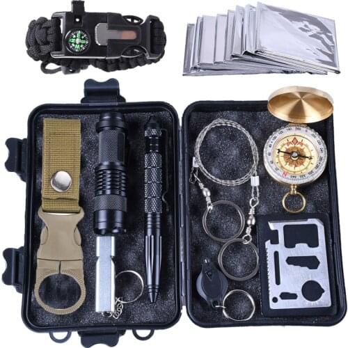 Outdoor Survival kit Set Camping Travel Multifunction First aid kits SOS EDC Emergency Supplies Tactical for Wilderness 11 in 1