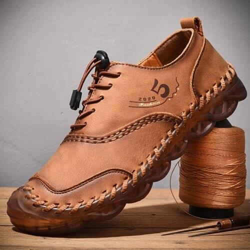 Handmade Leather Men Casual Shoes Luxury Brand Men Sneakers Breathable Slip-on Mens Loafers Classic Moccasins Zapatillas Hombre