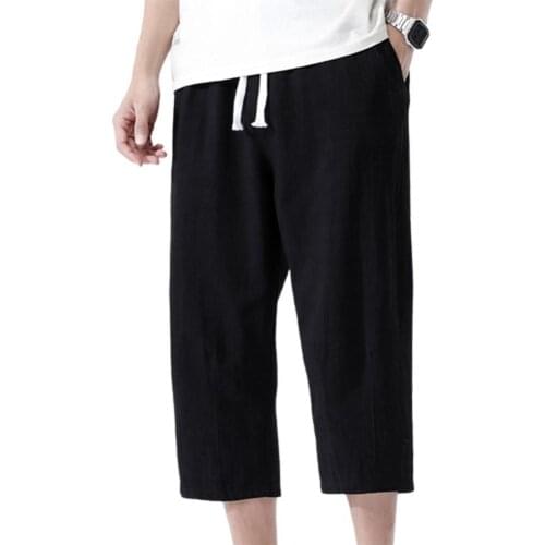 Skin-friendly Simple Drawstring Mid Waist Cropped Trousers Soft Capri Pants Drawstring for Fitness