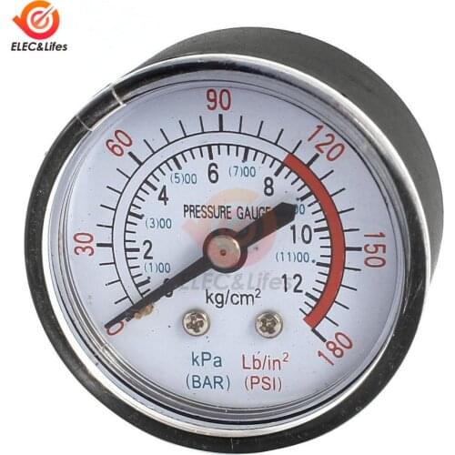 Vacuum Manometer Mini Dial Air Vacuum Compressor Pressure Gauge Meter 0-180 PSI 0~12 Bar Metal Thread diameter 1/4 inch