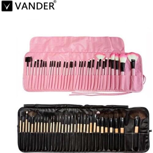 VANDER Pink Soft 32pcs Professional Cosmetics Eyebrow Shadow Lipstick Makeup Brush Kabuki Pinceaux Set Tools Kit & Make Up Case