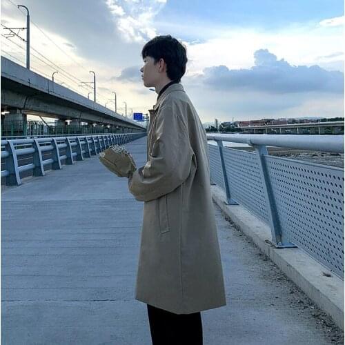 Spring And Autumn Tide Brand Mid-length Windbreaker Male Korean Version Of The Trend Loose Youth All-match Casual Jacket