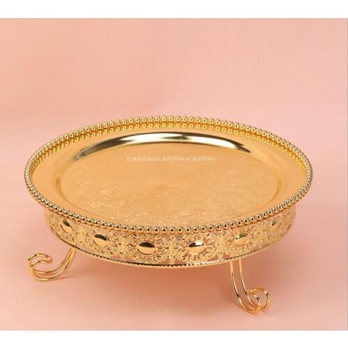 European style high-grade metal single-layer fruit golden cake plate cake table wedding home baking decoration