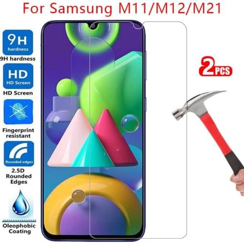 Tempered glass screen protector for samsung m11 m12 m21 case cover on galaxy m 11 12 21 11m 12m 21m protective phone coque bag