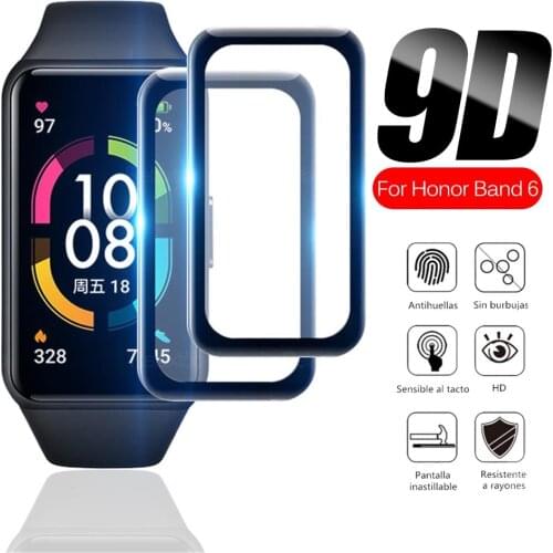 2pcs 9D Full Cover Soft Protective Glass For Huawei Honor Band 6 Honer Band6 Honor6 Screen Protector Smart Watch Wristband Film