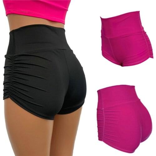 Women Sexy Close-fitting Knickers Solid Color High Elastic Waist Shorts Rosy/ Black