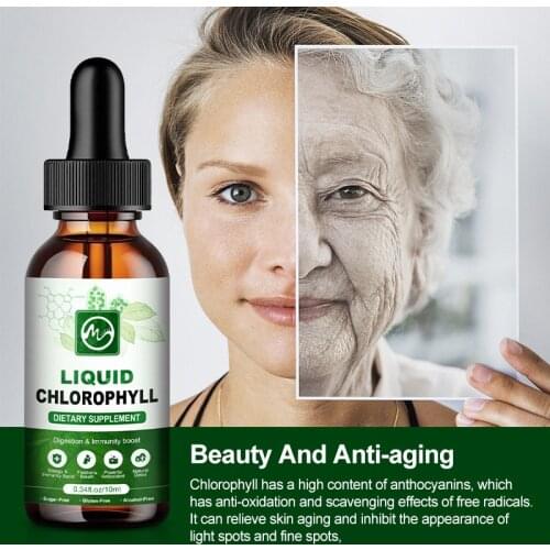 Minch Liquid Chlorophyll Drops for Detox, Organic Chlorophyllin Helps with Bad Breath, Antioxidant and Anti-Aging Skin Care Oil