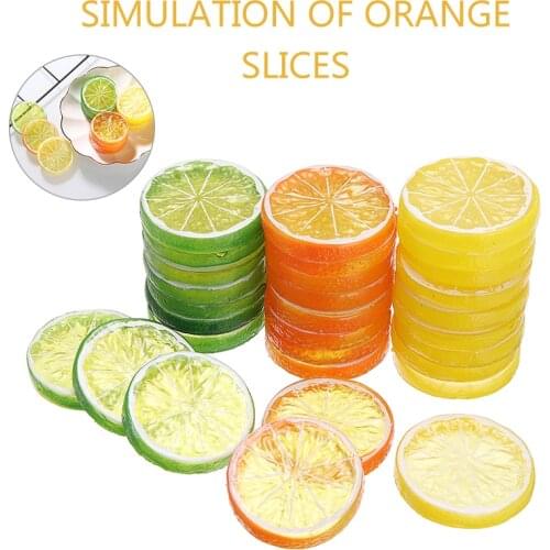 10set 5CM Artificial Lemon Slice Plastic DIY Fruit Lemon Slice Ornament for Home Decor Scenes Props