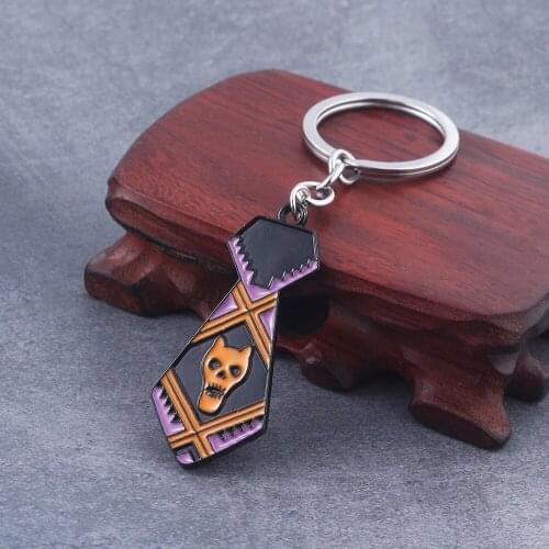 10 Pcs/lot Anime JoJos Bizarre Adventure Keychain Pendant Toys Cosplay Skull Tie Metal Keyring Bag Pendant Toy