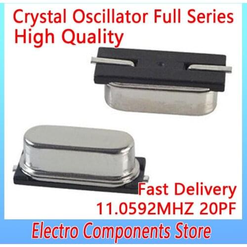 10PCS/Lot HC-49SMD 2Pin 49SMD SMD Quartz Crystal Resonator Passive Oscillator 11.0592MHZ 20PF 20PPM Passive Crystal Oscillator