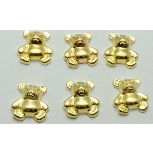 100 Gold Tone Metallic Acrylic Bear Studs 12X11mm No Hole Cell Phone Deco